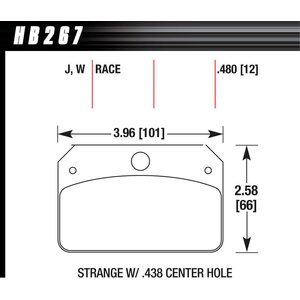 Hawk -  - Brake Pads Rear Strange w/.437 Center Hole DR-97