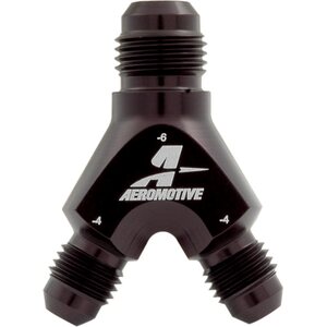 Aeromotive - 15671 - Y-Block Fitting - 6an to 2 x -4an