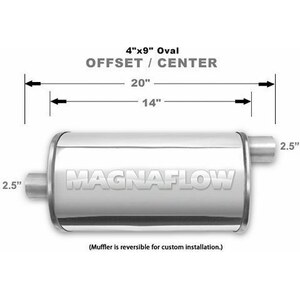Magnaflow - 14326 - Stainless Muffler 2.5in Offset In/Center Out