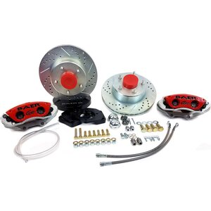 Baer Brakes - 4261561R - Brake System - Classic Series - Front - 2 Piston Caliper - 11.30 in Drilled / Slotted - 1 Piece Rotor - Aluminum - Red / Zinc Plated - Ford Mustang 1965-67