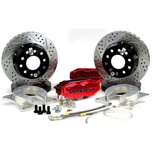 Baer Brakes - 4262695FR - Brake System - SS4 Plus - Rear - 4 Piston Caliper - 11.62 in Drilled / Slotted - 2 Piece Rotor - Aluminum - Red - Ford Mustang 2015-18