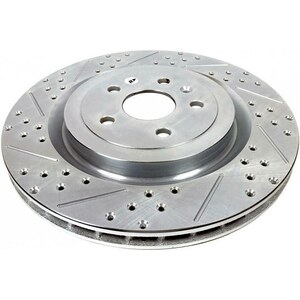 Baer Brakes - 55163-020 - Brake Rotor - Sport - Rear - Directional / Drilled / Slotted - 14.370 in OD - Iron - Zinc Plated - Cadillac CTS-V / Chevy Camaro 2009-15