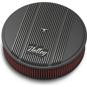 Holley - 120-153 - 14x3 Die Cast Finned Alm Air Cleaner  Black