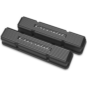 Holley - 241-108 - SBC Valve Covers Finned Vintage Series Black