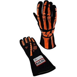 RJS Safety - 600090141 - Single Layer Orange Skeleton Gloves Medium