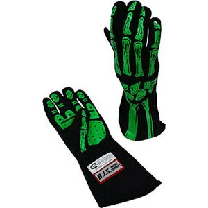 RJS Safety - 600090146 - Single Layer Lime Green Skeleton Gloves Large