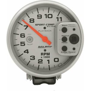 AutoMeter - 3965 - 5in S/C Silver 11000 RPM Playback Tach
