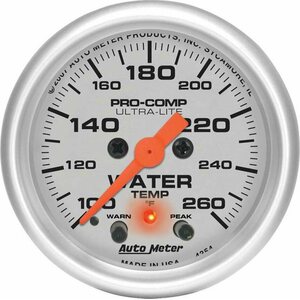 AutoMeter - 4354 - 2-1/16in U/L Water Temp Gauge w/Peak & Warning