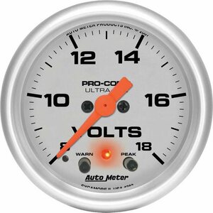 AutoMeter - 4383 - 2-1/16in U/L Volt Gauge w/Peak & Warning