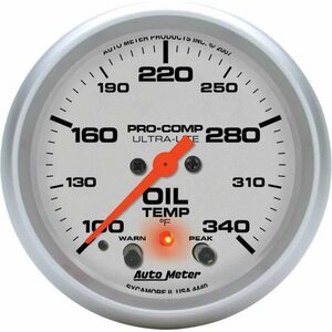 AutoMeter - 4440 - 2-5/8in U/L Oil Temp Gauge w/Peak & Warning