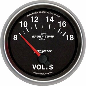 AutoMeter - 7691 - 2-5/8 Gauge Voltmeter 18V Electric Sport-Comp