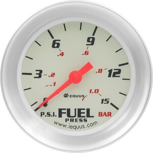 EQUUS - E8434 - 2-5/8 Dia Fuel Pressure Gauge 0-15 Psi