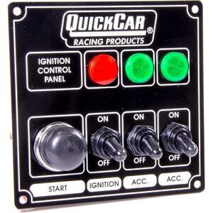 QuickCar - 50-825 - Ignition Panel Black w/ 2 Acc. & Lights