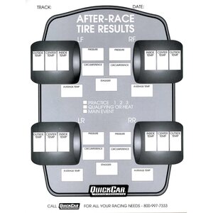 QuickCar - 51-215 - After Race Tire Set-Up Forms (50 PK)