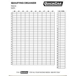 QuickCar - 51-236 - Qualifying Organizer Sheets (50pk)