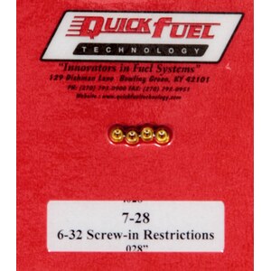 Quick Fuel - 7-28QFT - .028in- 6-32 Screw-in Restrictors (4pk)