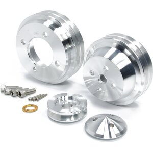 March Performance - 1637 - Ford SB Hi Flow Pulley Kit Clear Powder Coat
