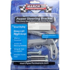 March Performance - P80160-06 - Power Steering Bracket SBC Chrome