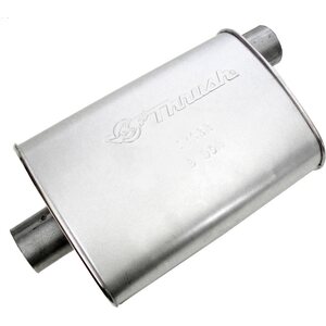 Dynomax - 17633 - Muffler - Hush Super Turbo - 2-1/2 in Offset Inlet - 2-1/2 in Center Outlet - 14 x 9-3/4 x 4-1/4 in Oval - 18-1/2