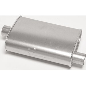 Dynomax - 17713 - Muffler - Thrush Turbo - 2-1/4 in Offset Inlet - 2-1/4 in Center Outlet - 14 x 4-1/4 x 9-3/4 in Oval - 18-1/2