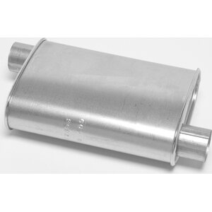 Dynomax - 17714 - Muffler - Thrush Turbo - 2-1/4 in Offset Inlet - 2-1/4 in Offset Outlet - 14 x 4-1/4 x 9-3/4 in Oval - 18-1/2