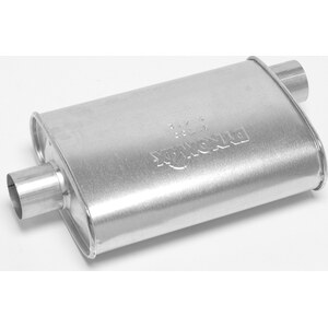 Dynomax - 17731 - Muffler - Super Turbo - 2-1/4 in Offset Inlet - 2-1/4 in Center Outlet - 14 x 4-1/4 x 9-3/4 in Oval - 18-1/2