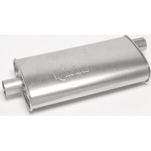 Dynomax - 17747 - Muffler - Super Turbo - 2-1/4 in Offset Inlet - 2-1/4 in Center Outlet - 20 x 4-1/4 x 9-3/4 in Oval - 25-1/2