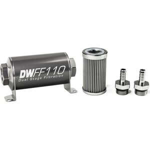 Deatschwerks - 8-03-110-100K-38 - In-line Fuel Filter Kit 3/8 Hose Barb 100-Micro