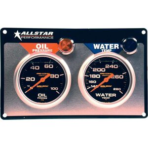 Allstar Performance - 80120 - 2 Gauge Panel A/M OP/WT Liquid Filled