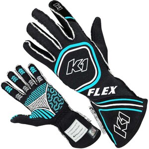 K1 RaceGear - 23-FLX-NFB-L - Glove Flex Large Black / Flo Blue SFI / FIA