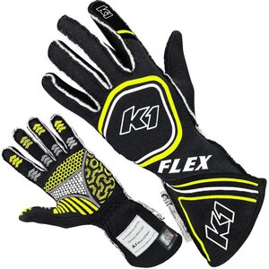 K1 RaceGear - 23-FLX-NFY-L - Glove Flex Large Black / Flo Yellow SFI / FIA