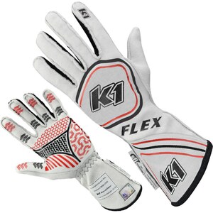 K1 RaceGear - 23-FLX-W-M - Glove Flex Medium White SFI / FIA