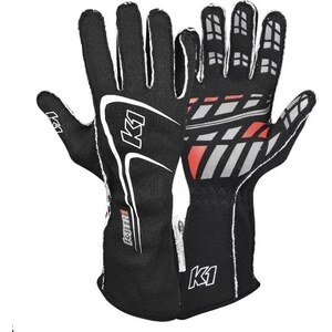 K1 RaceGear - 23-TR1-N-M - Glove Track1 Black Medium SFI 5