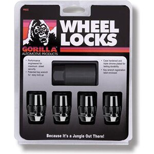 Gorilla - 71641NBC - Wheel Locks Acorn Black Chrome 14mm x 1.50 4Pack