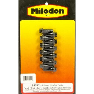 Milodon - 84542 - Header Bolt Kit - SBC 6pt. 3/8in x  1in