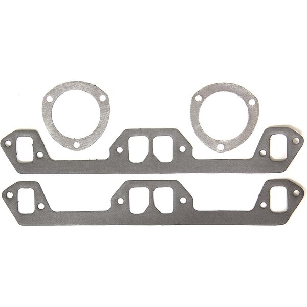 Flowtech - 99361FLT - Header Gasket Set - SBM  - 1.640 x 1.230 in Port - 3 in Collector Gaskets Included - Graphite - Small Block Mopar