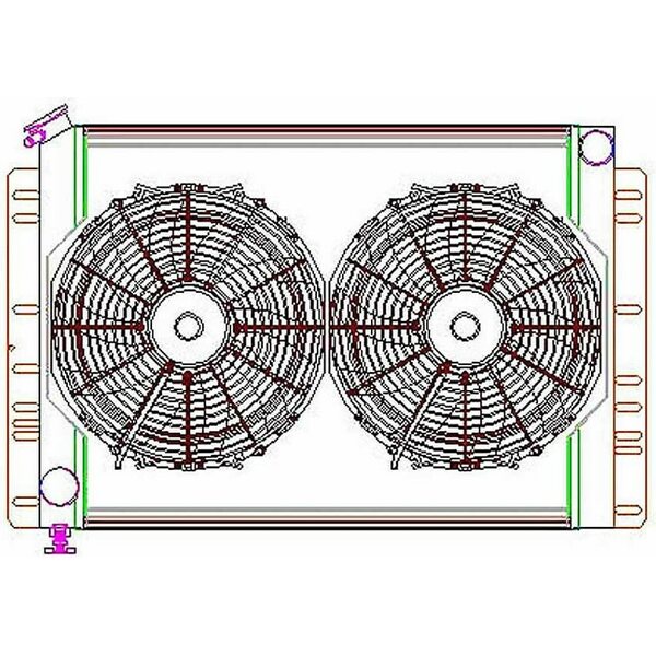 Griffin - CU-00038 - Radiator Combo Unit 60 - 88 Mopar A / B & E Body