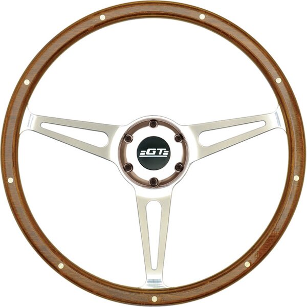 GT Performance - 32-4247 - GT3 Cobra Style Wood Ste ering Wheel 14in Polish