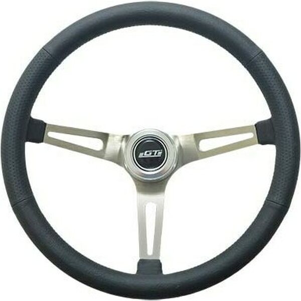 GT Performance - 36-5445 - Steering Wheel Retro Leather Stainless Spokes