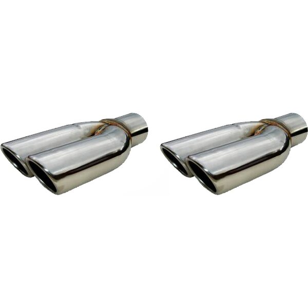 Pypes Performance Exhaust - EVT19S - 2.5in Splitter Tip w/Rol led Edge Pair Polished