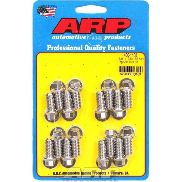 ARP - 400-1108 - S/S Header Bolt Kit - 3/8 x .750 UHL (16)