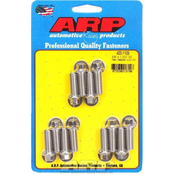 ARP - 400-1109 - S/S Header Bolt Kit - 3/8 x 1.00 UHL (12)