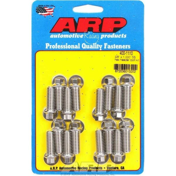 ARP - 400-1110 - S/S Header Bolt Kit - 3/8 x 1.00 UHL (16)