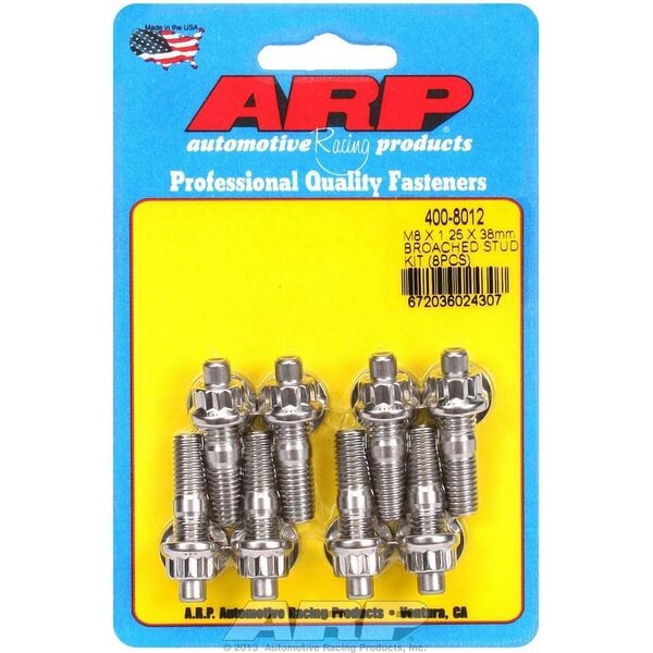 ARP - 400-8012 - Stud Kit - Broached 8pk 8mm x 1.25 x 38mm