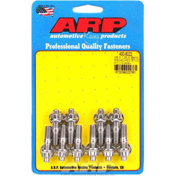 ARP - 400-8022 - S/S Stud Kit - (10) M8 x 1.25in x  38mm