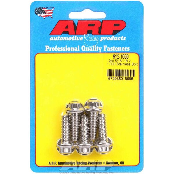 ARP - 612-1000 - S/S Bolt Kit - 12pt. (5) 5/16-18 x 1.000