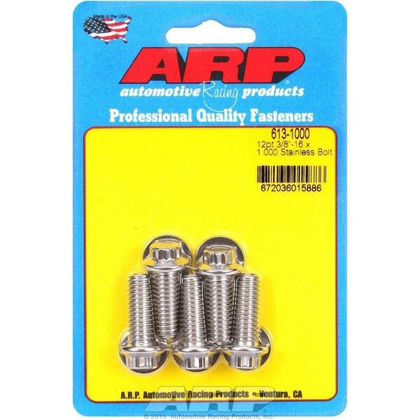 ARP - 613-1000 - S/S Bolt Kit - 12pt. (5) 3/8-16 x 1.000