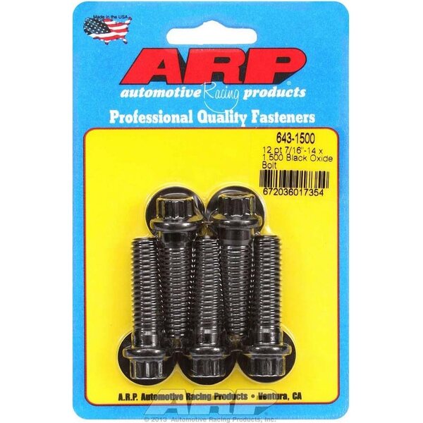 ARP - 643-1500 - 7/16-14 x 1.500 12pt Bolt Kit (5) Black Oxide