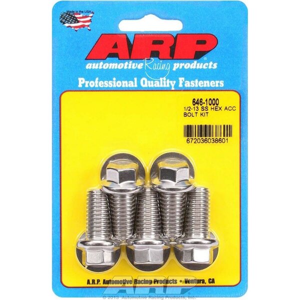 ARP - 646-1000 - 1/2-13 x 1.000 6pt SS Bolt Kit 5pk