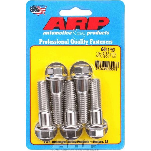 ARP - 646-1750 - S/S Bolt Kit - 6pt. (5) 1/2-13 X 1.750